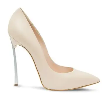 Hot predaj zlata metalíza kožené vysoké päty topánky sexy ukázal prst stiletto podpätky pre ženy slip-on žena čerpadlá šaty topánky