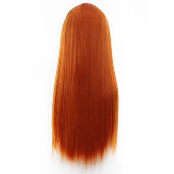 Houyan Dámske dlhé rovné vlasy orange black syntetické vysokej teplote parochňa s ofinou denne strany nosenie