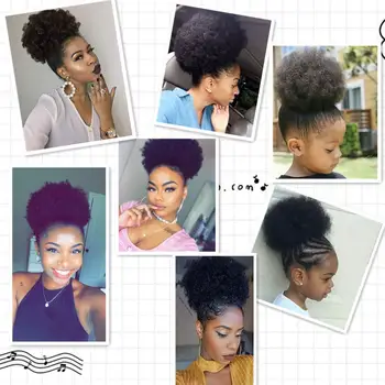 HOUYAN Krátke Afro Lístkového Syntetické Vlasy Chignon Hairpiece Pre Ženy Šnúrkou Copu Kinky Kučeravé Updo Klip Príslušenstvo