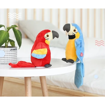 Hovoriaci Papagáj Hovorí Papagáj Plyšové Hračky Elektronické Vták Pet Hovorí Plyšový Papagáj pre Deti Raného Vzdelávania Hračky(Červená)