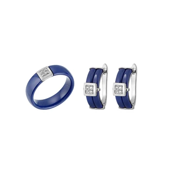 HUADIE súbor keramické šperky pre ženy. Fancy náušnice a prsteň. minimalizmus. modrá keramické. módny trend 2021
