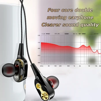 Hudobné Slúchadlá Silné Basy 4D Stereo HIFI Dual Ovládač Šport V Uchu Slúchadlo (3,5 mm Káblové Slúchadlá HIFI Slúchadlá S Mikrofónom