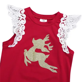IEFiEL Xams Červená Roztomilé Dieťa Dieťa Dievčatá Santa Oblečenie Batoľa Detský Deti, Dievčatá, Vianočné Nastaviť Tutu T-shirt Top+Sukňa Šaty Sady