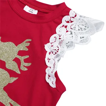 IEFiEL Xams Červená Roztomilé Dieťa Dieťa Dievčatá Santa Oblečenie Batoľa Detský Deti, Dievčatá, Vianočné Nastaviť Tutu T-shirt Top+Sukňa Šaty Sady