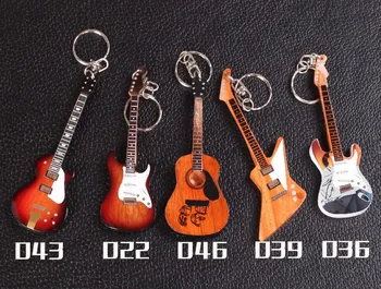 IM Drevené Miniatúrne Gitara Keychain s 15 Rôznych Modelov sú k Dispozícii, Dvojitý Krk Gitary