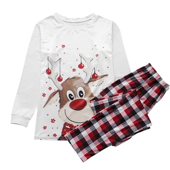 Imcute Vianoce Rodine Zodpovedajúce Pyžamo Cartoon Elk Sobov Vytlačené Koberčeky Dospelých Dieťa Rodina Sleepwear Pj Nastavenie Vianočné Oblečenie Set