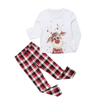 Imcute Vianoce Rodine Zodpovedajúce Pyžamo Cartoon Elk Sobov Vytlačené Koberčeky Dospelých Dieťa Rodina Sleepwear Pj Nastavenie Vianočné Oblečenie Set