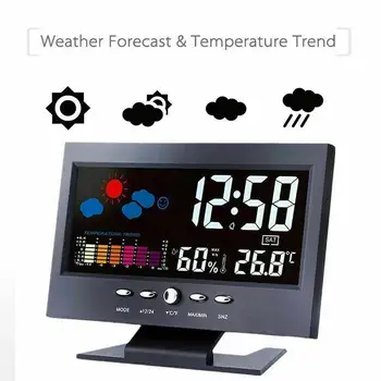 Inteligentné Digitálne Hodiny Meteo Stanica Display Alarm, Kalendár, Hodiny, Funkcia Bezdrôtový Teplomer Teplota Vlhkosť Meter