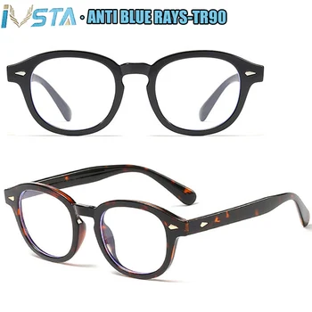 IVSTA Johnny Depp Okuliare Modré Svetlo Blokuje Okuliare TR90 Jasné Šošovky Vintage Kolo Optometry Mens Krátkozrakosť Rámy Počítača