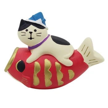 Japonsko kawaii cartoon Maneki neko šťastie japonský calico mačka jazda Koi nový rok maskot dekorácia, ozdoba desktop toys obrázok
