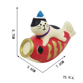 Japonsko kawaii cartoon Maneki neko šťastie japonský calico mačka jazda Koi nový rok maskot dekorácia, ozdoba desktop toys obrázok