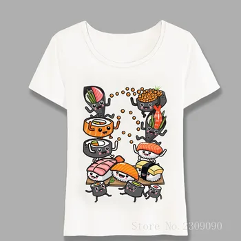 Japonsko Štýl Roztomilý Sushi Kawaii T-Shirt Módne Ženy T-Shirt Legrační Karikatúra Anime Dizajn Bežné Dievča Topy Roztomilý Tees Harajuku
