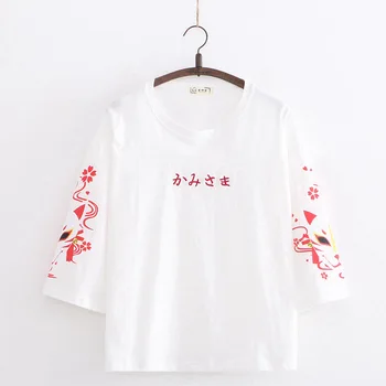 Japonský malé čerstvé 2020 lete nové-krátke rukávy T-shirt ženy voľné pol-rukávy klesnutie tričko módny trend