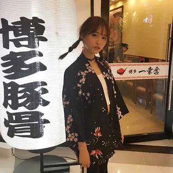 Japonský Orientálna Žeriav Sakura Kimono Haori Cardigan Čínskom Tang Vyhovovali Ukiyo-e Vaňa Župan Pyžamá pre Ženy Kabát Oblečenie