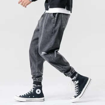 Japonský Štýl, Módne Mužov Džínsy Vysoko Kvalitné Voľné Fit Čierna Šedá Hárem Džínsy Mužov Cargo Nohavice Streetwear Hip Hop Joggers Džínsy