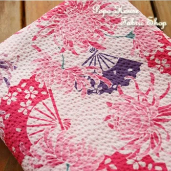 Japonský štýl Ružová Čerešňový Kvet chryzantémy vzorka Japonský bublina bavlna lete župan detské oblečenie textílie