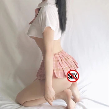 Japonský Štýl Ženy Sexy Školáčka Cosplay Roztlieskavačky, Koberčeky Nočný Klub Strany Super Mini Skladaný Roztomilý Krátke Erotické Mini Sukne