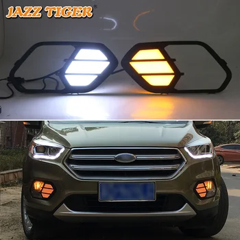 JAZZ TIGER 2KS žltnú Signál Funkcia 12V Auto DRL Lampa LED Denných prevádzkových Svetlo Na Ford Escape Kuga 2016 2017 2018