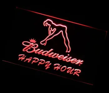 Jb-031 Budweiser Sexy Tanečnice Happy Hour pivo Bar, pub club led, neónové svetlo, Prihláste sa vintage domova muž jaskyňa