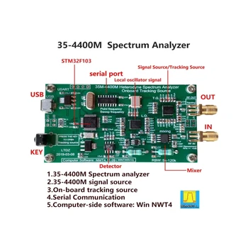 Jeden Okruh/Screen/Kovové Puzdro Verzia 35M-4400M Spektrum Analyzer RF frekvenčnou Analýzou Nástroj G8TB
