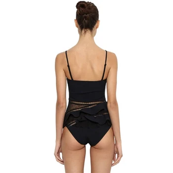 Jednodielne Plavky 2020 Solid Black Bandeau Plavky Ženy Plavky Ramenný Prehrabať Plavky Plážové Oblečenie Monokiny