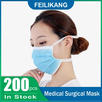 Jednorazové Zdravotnícke Chirurgické Masky Non Tkané 3-Vrstvy Úst Tvár Lekárske Masky Proti Kvapky Vzduchom Prevodovka po