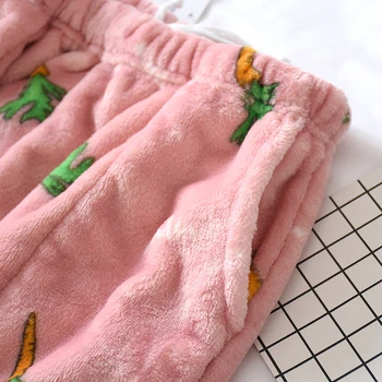 Jeseň Pijamas Ženy Zime Teplý Flanel Nohavice Roztomilý Vytlačené Nohavice Vetru Plus Veľkosti Domov Nohavice Voľné Mäkké Cartoon Sleepwear