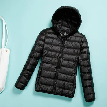 Jeseň Zima Ženy Kabát Nadol Bunda Biele Kačacie Nadol Ultra-Light Kapucňou Teple Tenké Slim Plus Veľkosť 2020 Základné Bunda, Vetrovka Outwear