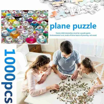 Jigsaw Puzzle 1000 Ks Puzzle Teacup Obrázok Jigsaw Self-montáž Logická Hračka Pre Dospelých, Deti Puzzle Vzdelávacie Hračka