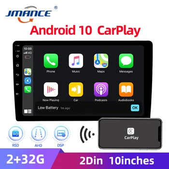 JMANCE 2din AHD Carplay Android 10 autorádia 2.5 D 10