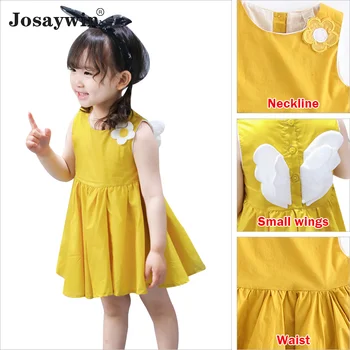 Josaywin Baby Šaty pre Dievčatá A-Line Pleatde Vestidos Deti Oblečenie s Krídlami Bežné Deti Šaty Karikatúry Dievčenské Šaty
