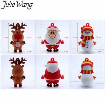 Julie Wang 20PCS Silikónové Vianočné Kúzlo Pre Keychain Cartoon Santa Snehuliak Jeleň Šperky, Takže Doplnok prívesok na Dekorácie