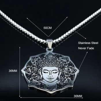 Jóga Lotus Buddha Nehrdzavejúcej Ocele Náhrdelník pre Ženy, Strieborná Farba Vyhlásenie Náhrdelník Šperky Vianočný Darček collares N3235S02