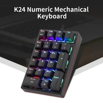 K24 LED RGB Podsvietenie Rozšírené 21 Kľúče Káblové Mechanické Klávesnice pre Počítače
