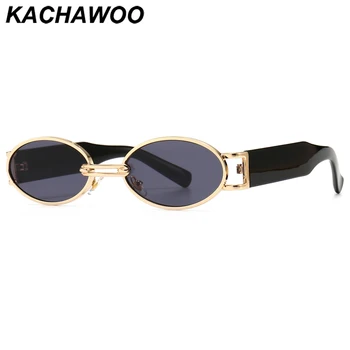 Kachawoo steampunk slnečné okuliare oválne pánske okuliare príslušenstvo ženy kovové slnečník kolo black brown unisex Európska Jar 2021