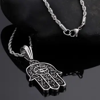 KALEN Homme Fatimy Ruke Náhrdelník pánske Šperky z Nerezovej Ocele Klasické Hamsa Ruky Prívesok Náhrdelník Muž Gotický Príslušenstvo 2018