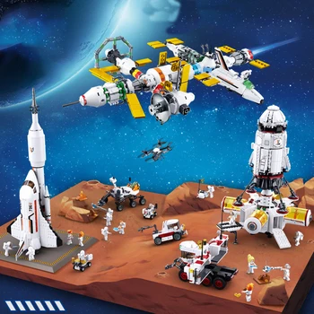 KAZI stavebným vesmíru raketa modelu medzihviezdny prieskum zmontované 6-ročné deti raketoplánu deti hračky