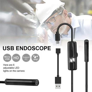 Kebidumei Mini Kamera USB 1m /7mm Objektív Pevné Inšpekcie Had Trubice Nepremokavé Endoskop s 6 LED Borescope pre Android Najnovšie