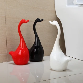 Keramické Plastové Swan Wc Kefa Držiteľ Tvorivé Kúpeľňa Zábavné Upratovanie Domácností Nástroj Čistiaca Kefka—Čierna