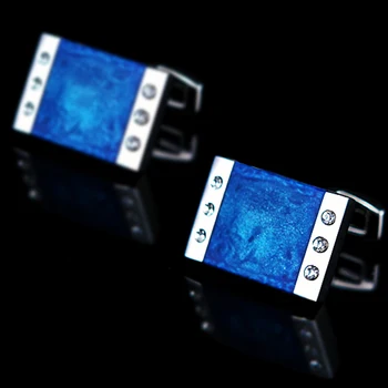 KFLK 2019 Luxusné tričko manžetové gombíky pre pánske Darček Značky putá tlačidlo Modré Smalt putá odkaz Vysokej Kvality Crystal abotoadura Šperky