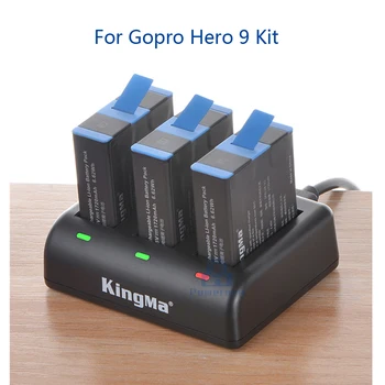 Kingma 3KS Pre Gopro Hero 9 Akcia Fotoaparát Batérie 4.4 V 1720mAh LCD Duálny Nabíjací Adaptér v Prípade, Typ-C Nabíjací Port