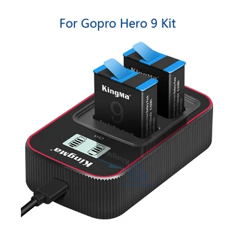Kingma 3KS Pre Gopro Hero 9 Akcia Fotoaparát Batérie 4.4 V 1720mAh LCD Duálny Nabíjací Adaptér v Prípade, Typ-C Nabíjací Port