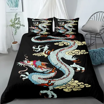 Klasické Guofeng 3D Dragon Tlač posteľná bielizeň Nastaviť Jedno-a Dvojlôžkových Kráľovná Plnej Veľkosti Jemný Vlákniny Cumlík Nastaviť
