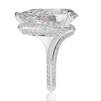 Knobspin 925 Sterling Silver 12*22 mm Hruškovitého Tvaru Ľadový Kvet Rez Snubné Prstene Pre Ženy Vysokým počtom atómov Uhlíka Diamant Jemné Šperky