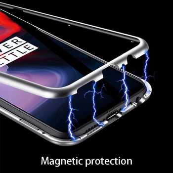 Kovové Magnetické Adsorpcie Sklo Prípade Oneplus 7 T Pro 6 5T 6T Jeden plus Telefón Prípade Magnet Ochranný Kryt Capa Coque