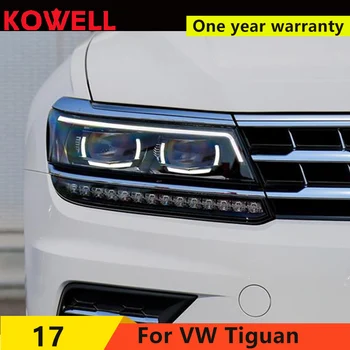 KOWELL Auto Styling pre VW Tiguan Svetlomety 2017 Nový Tiguan LED Reflektor LED DRL Bi Xenon Šošovky Svetlometu Vysoká Nízka Lúč Parkovanie