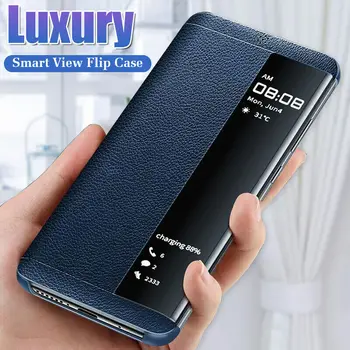 Kože Flip Puzdro Pre Samsung Galaxy A70 A10 A20 A30 A40 A50 Luxusné Smart Zobrazenie Okna Puzdro Xcover 70 50 10 Fundas Coque
