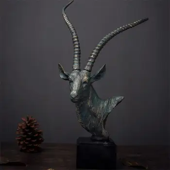 Kreatívne Retro Antelop Hlavu Model Živice Ploche Predviesť Displej Ornament Remesiel pre Domáce Kancelárie Dekorácie