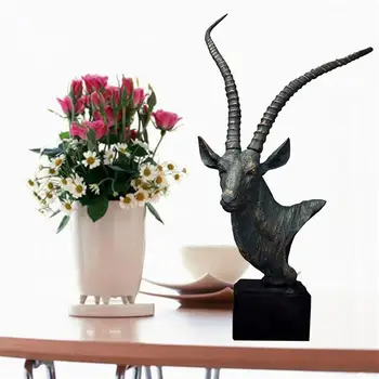 Kreatívne Retro Antelop Hlavu Model Živice Ploche Predviesť Displej Ornament Remesiel pre Domáce Kancelárie Dekorácie
