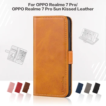 Kryt Pre OPPO Realme 7 Pro Prípade Luxusné Kožené S Magnetom Peňaženky Prípade OPPO Realme 7 Pro Slnku Pobozkal Kožený Kryt Telefónu